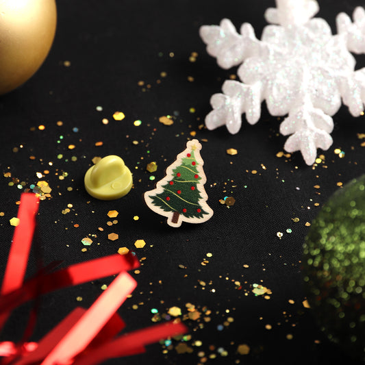 Christmas Tree Wooden Pin Badge