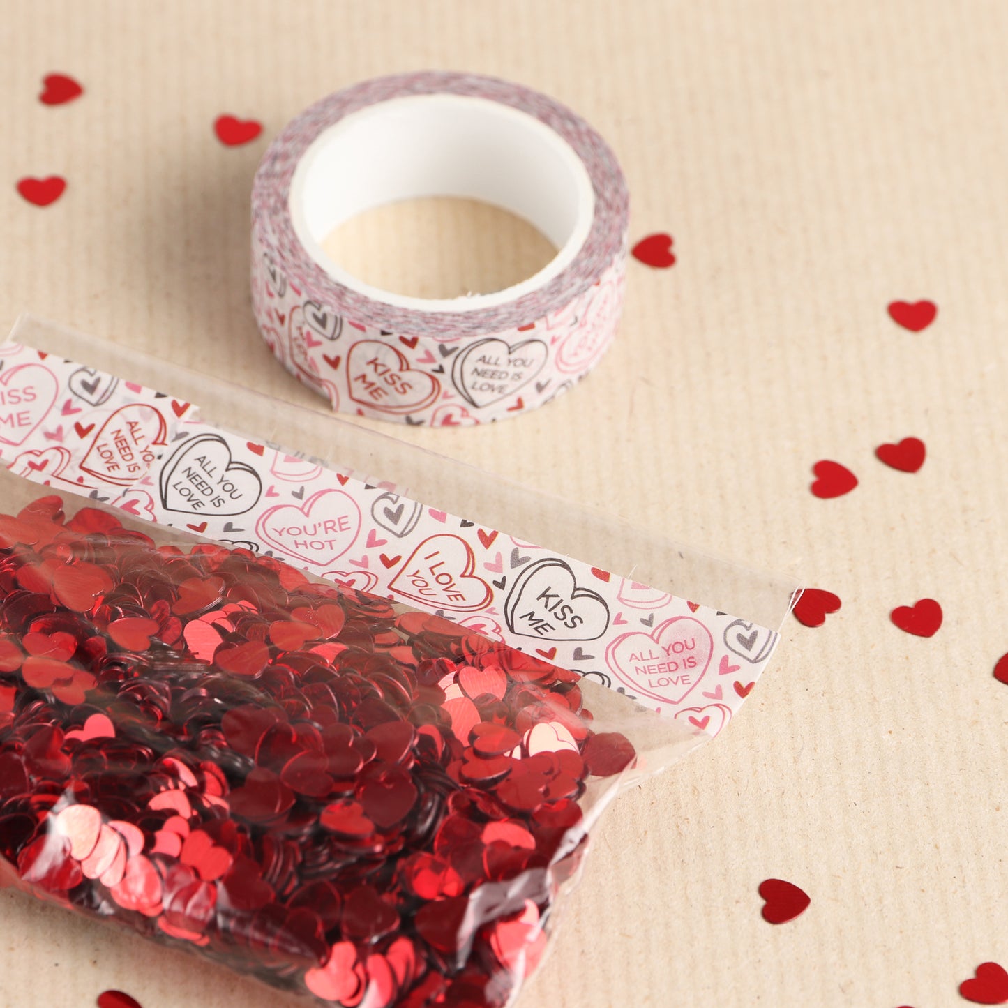 Valentines Love Hearts & XOXO Washi Tape, Pack of 2