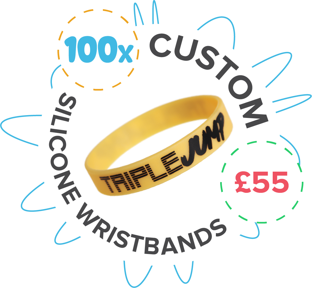 100 x Custom Silicone Wristbands