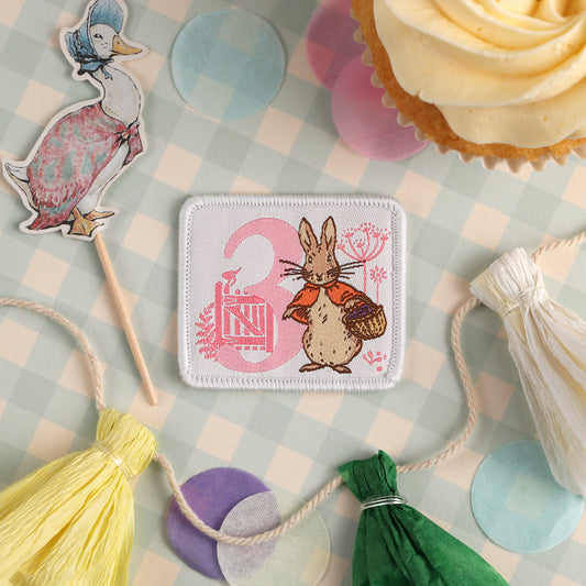 3 Year Old Flopsy Bunny Woven Patch - Beatrix Potter