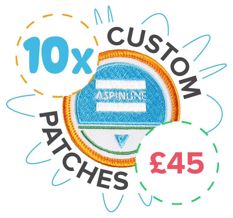 10 custom embroidered patches for 45 pounds