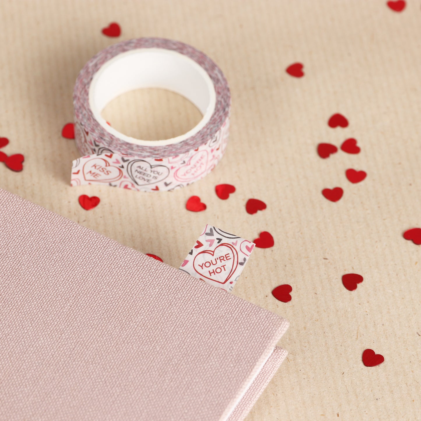 Valentines Love Hearts & XOXO Washi Tape, Pack of 2