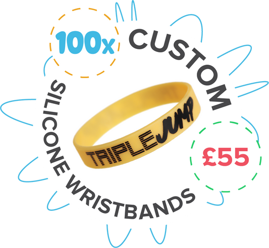 100 x Custom Silicone Wristbands