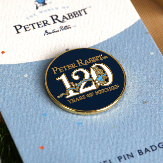 120 Years of Mischief Peter Rabbit Pin Badge - Beatrix Potter