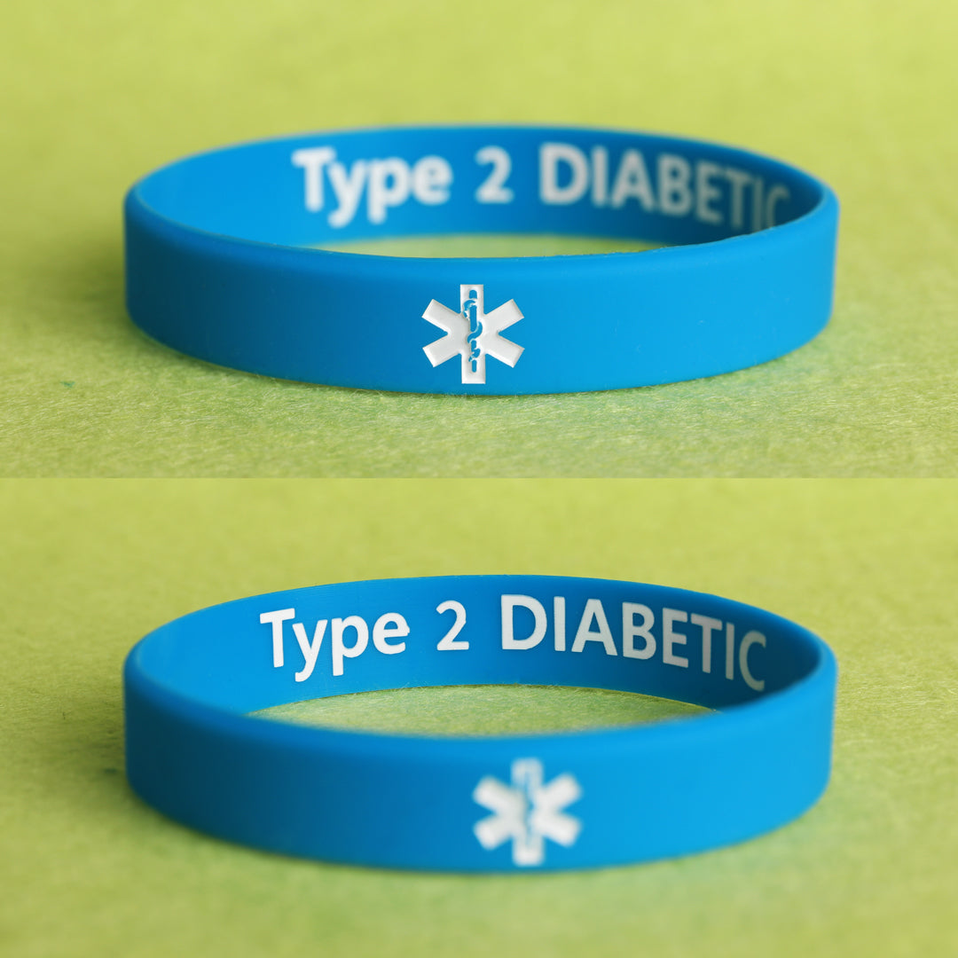 Diabetes Wristbands - Type 1 - Type 2 - Diabetic Silicone Wristbands all ages