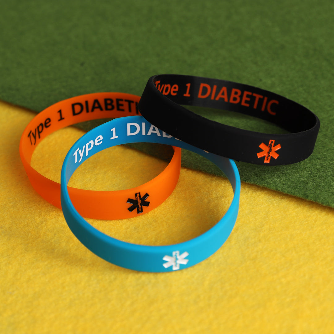 Diabetes Wristbands - Type 1 - Type 2 - Diabetic Silicone Wristbands all ages