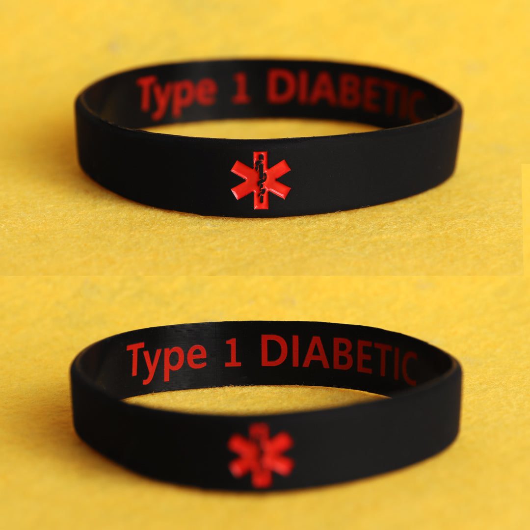 Diabetes Wristbands - Type 1 - Type 2 - Diabetic Silicone Wristbands all ages